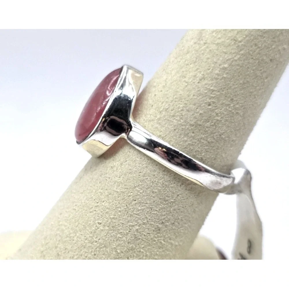 Rhodochrosite Gemstone Teardrop Ring Size‎ 8 Sterling Silver Handmade NWT